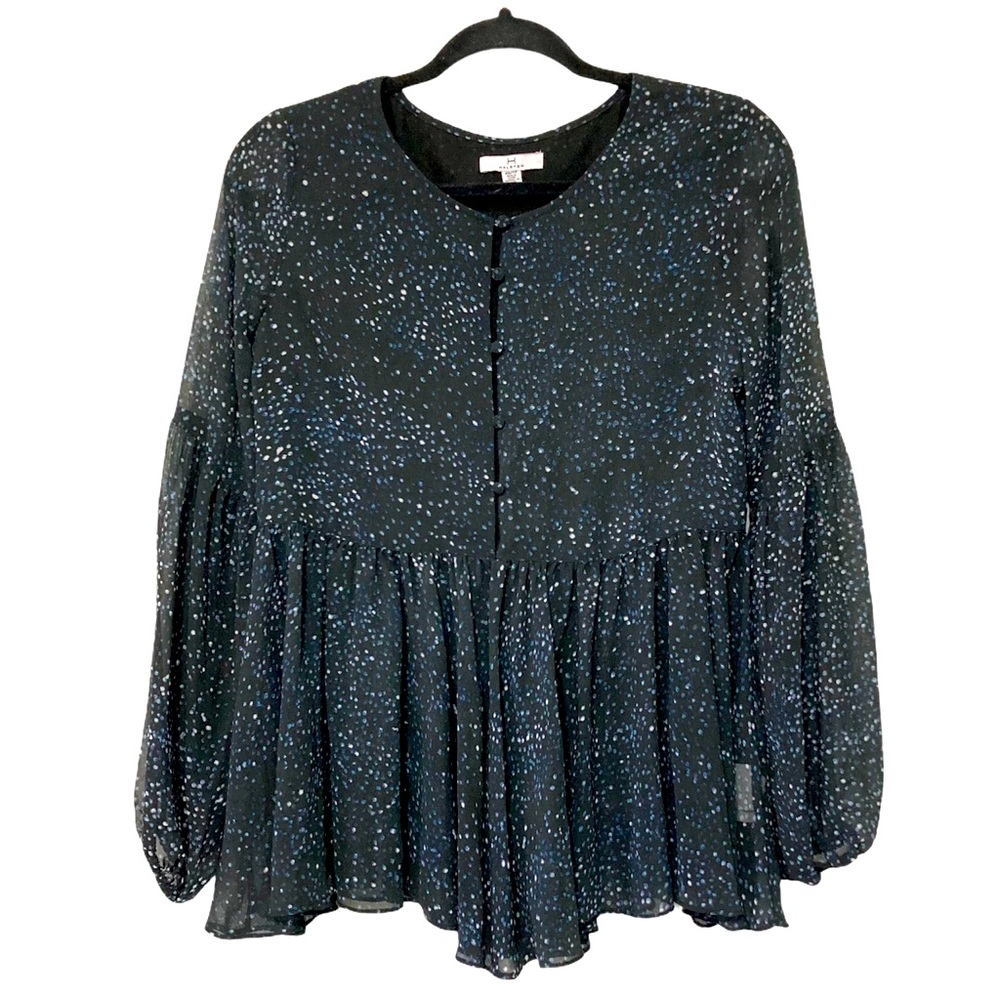 H Halston sheer black long sleeve top